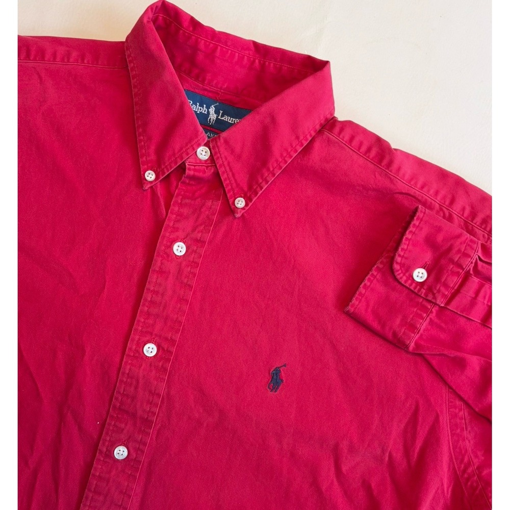 Polo Ralph Lauren Blake Oxford Button Down Solid Red Large Relaxed Christmas